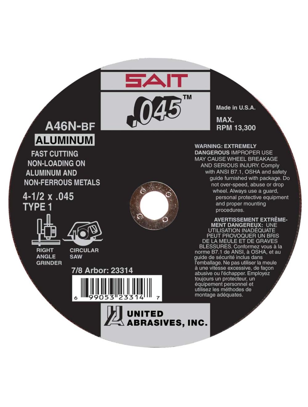 25 Pack - 4-1/2" X .045" X 7/8" Aluminum Cut-Off Wheels Non - Foto 5