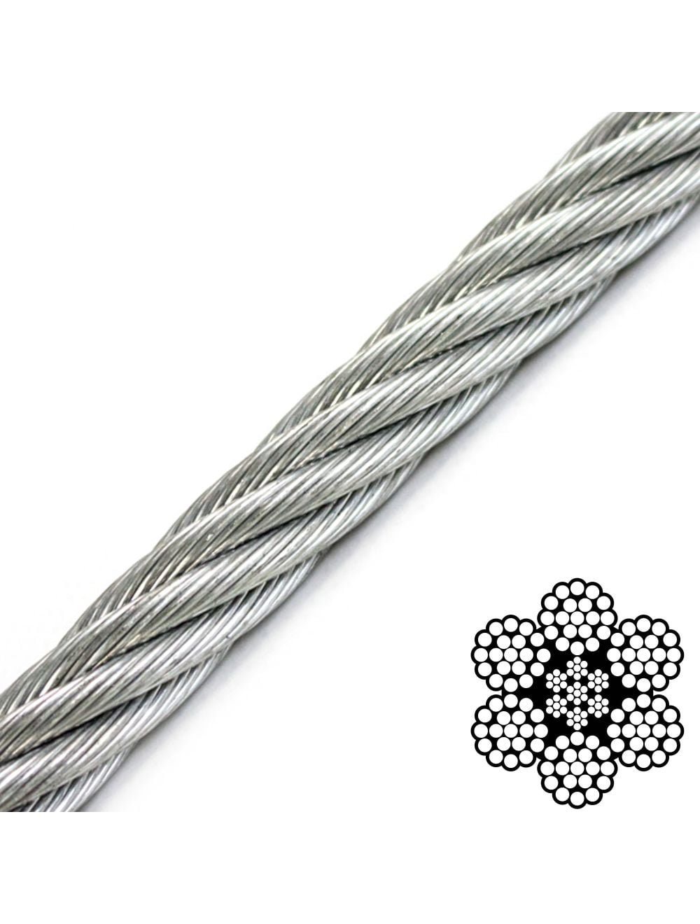 1/2" x 250' 6x19 Galvanized Wire Rope