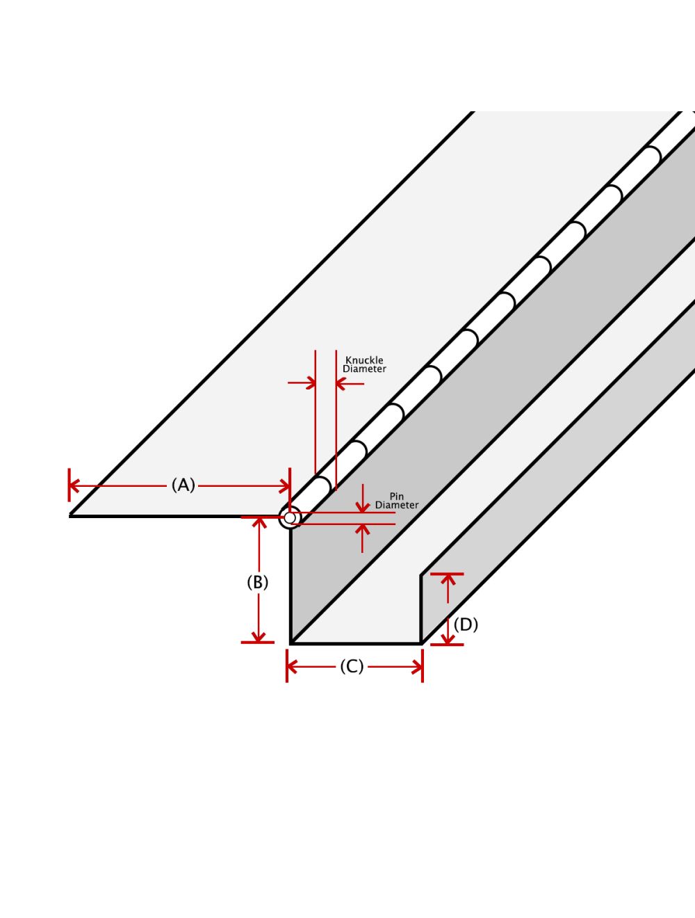 3" x 6' Aluminum Offset Piano Hinge (1/8" Pin)