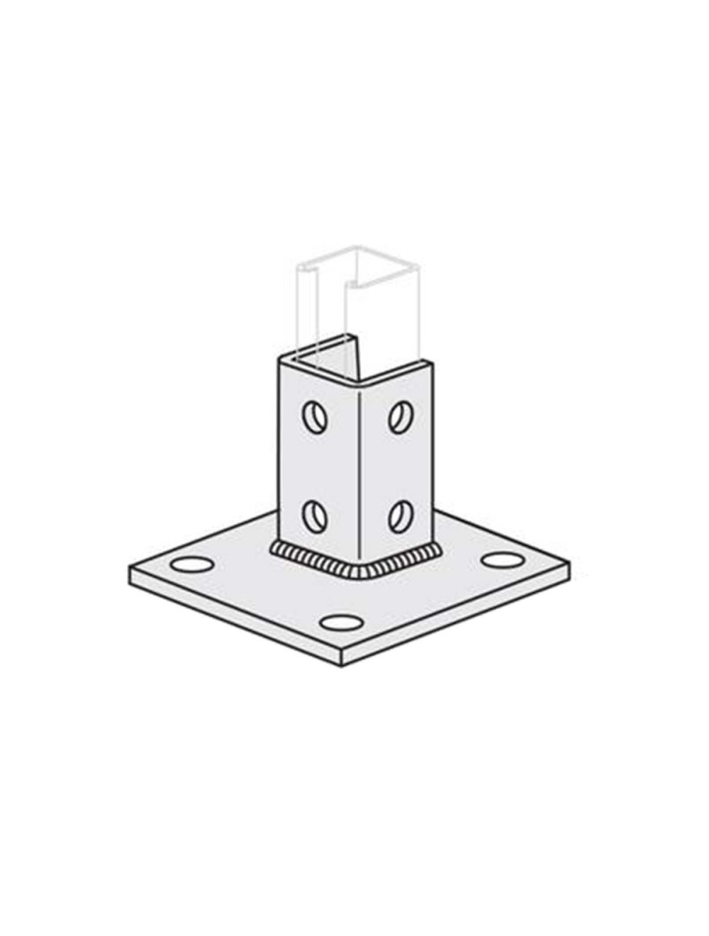 6" x 6" Single Channel Post Base for 15/8" Strut (6 Holes)