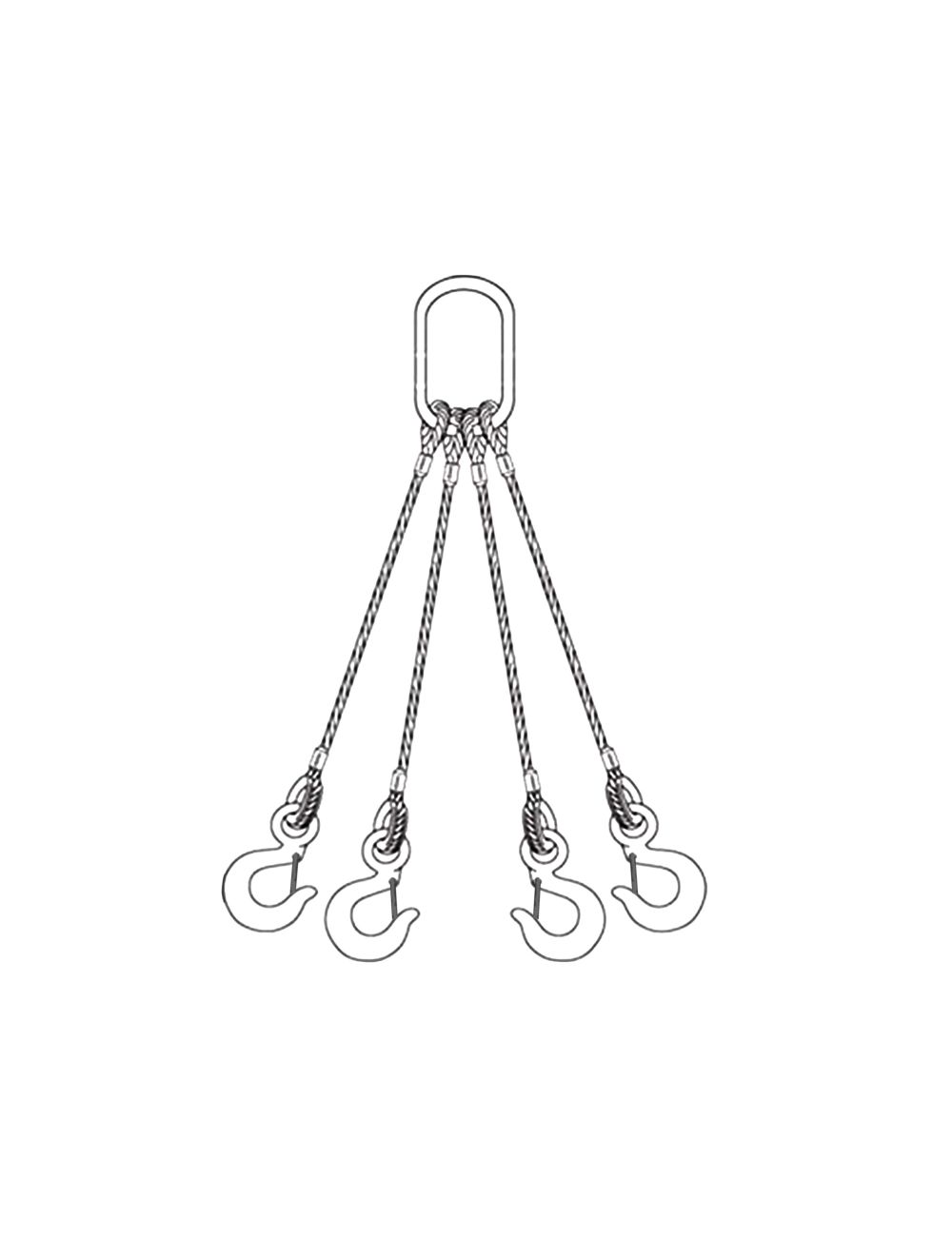 3/8 x 6' Four Leg Wire Rope Sling with Hook
